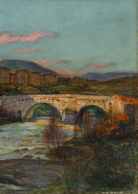 Бродский Исаак Израилевич. Пейзаж с мостом 